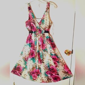 BLOOMING MARVELOUS MISSES SIZE 10 MATERNITY DRESS MULTICOLOR PINK GREEN ABSTRACT